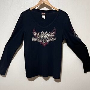Harley Davidson Women's Black Long Sleeved Shirt Size XXL